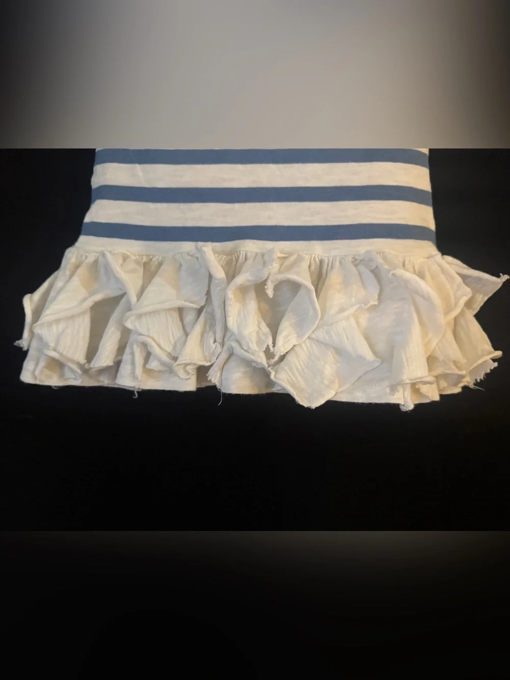 Ralph Lauren Toddler Girls Blue & White Striped Ruffle Dress 2T